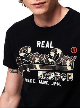 T-Shirt Superdry Vintage Logo Camo Nero Uomo