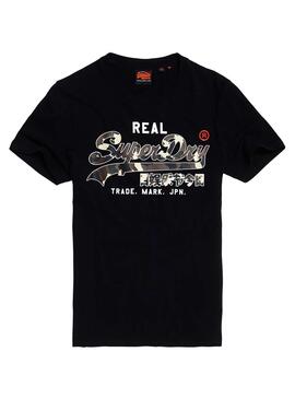 T-Shirt Superdry Vintage Logo Camo Nero Uomo