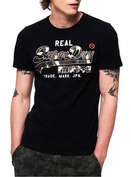 T-Shirt Superdry Vintage Logo Camo Nero Uomo