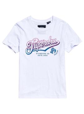 T-Shirt Superdry Glitter Entry Bianco Donna