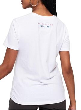 T-Shirt Superdry Glitter Entry Bianco Donna