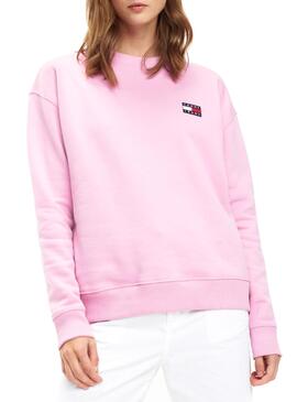 Felpe Tommy Jeans Badge Rosa Donna