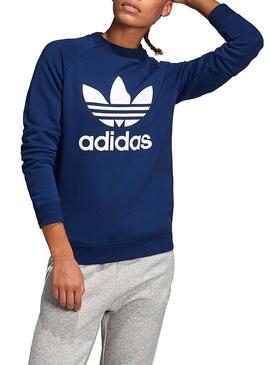 Felpe Adidas Trefoil Crew Donna blu scuro