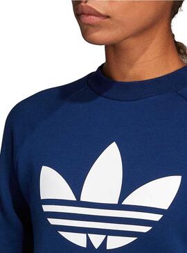 Felpe Adidas Trefoil Crew Donna blu scuro