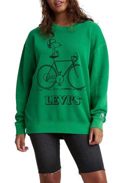 Felpe Levis Snoopy Unbasic Verde per Donna