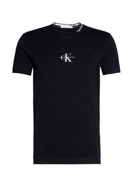 T-Shirt Calvin Klein Center Monogram Nero Uomo