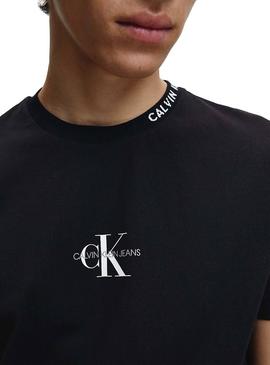T-Shirt Calvin Klein Center Monogram Nero Uomo
