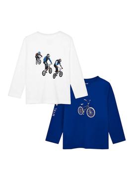 Set 2 T-Shirt Mayoral Smooth Blue per Bambino