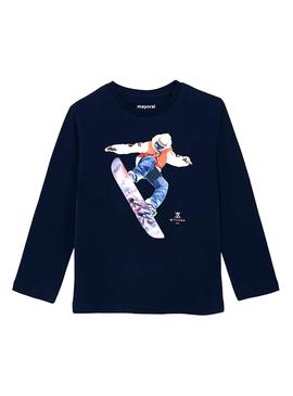 T-Shirt Mayoral Snowboard Blu Navy per Bambino