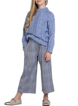 Pantaloni Mayoral Culotte Quadri Blu per Bambina