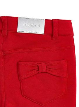 Pantaloni Mayoral Fiocchi di peluche Rosso per Bambina