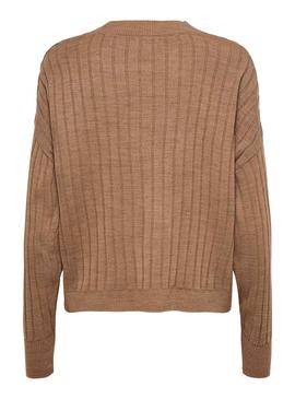 Pullover Only Tessa Textured Marrone per Donna