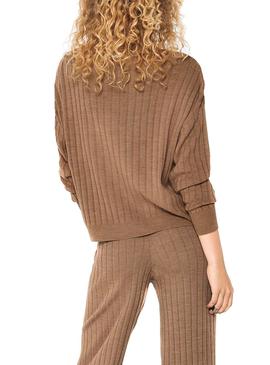 Pullover Only Tessa Textured Marrone per Donna