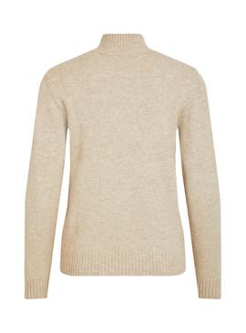 Pullover Vila Viril Turtleneck Beige per Donna