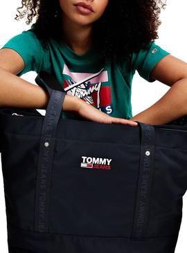 Borsa Tommy Jeans Tote Blu Navy per Donna