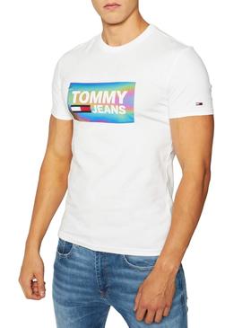 T-Shirt Tommy Jeans Iridiscente Bianco Uomo