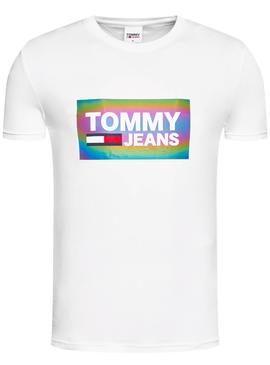 T-Shirt Tommy Jeans Iridiscente Bianco Uomo