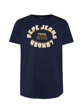 T-Shirt Pepe Jeans Byronn Blu Navy per Uomo