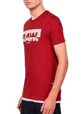 T-Shirt G Star Raw Graphic Slim Rosso per Uomo
