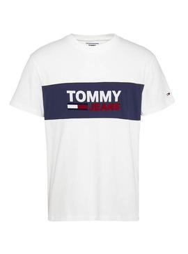 T-Shirt Tommy Jeans Pieced Bianco per Uomo