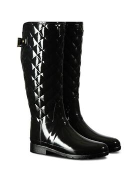 Stivale Hunter Refined Gloss Quilt Tall Black