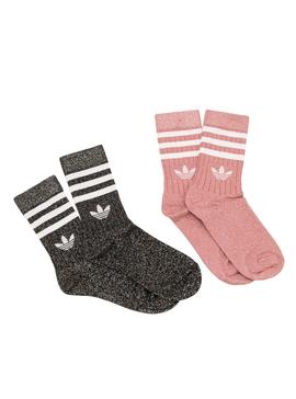 Calzini Adidas Glitter Full Rosa y Nero Bambina