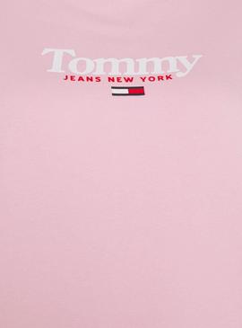 Felpa Tommy Jeans Essential Logo Rosa Donna