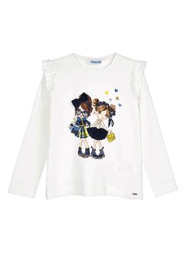 T-Shirt Mayoral Bambole Bianco per Bambina