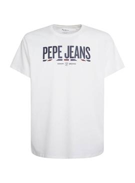T-Shirt Pepe Jeans Brenton Bianco per Uomo