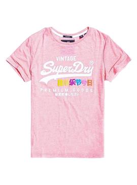 T-Shirt Superdry Puff Rosa per Donna