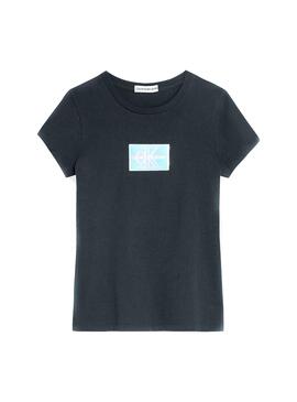 T-Shirt Calvin Klein Monogram Nero per Bambina