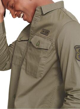 Camicia Superdry Military Patched Verde Uomo