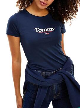 T-Shirt Tommy Jeans Essential Blu Navy per Donna