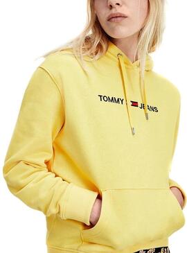 Felpa Tommy Jeans Linear Giallo per Donna