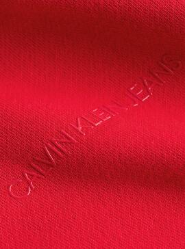 Felpa Calvin Klein Logo Trim Rosso per Donna