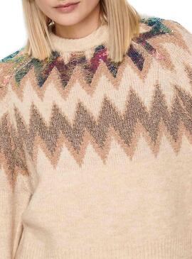 Pullover Only Mary Beige per Donna