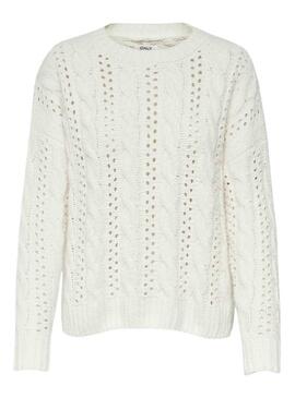 Pullover Only Chanet Bianco per Donna