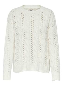 Pullover Only Chanet Bianco per Donna