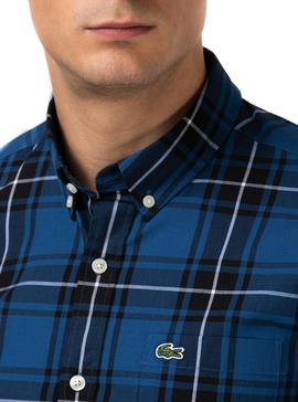 Camicia Lacoste Popelin Blu per Uomo