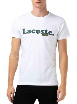 T-Shirt Lacoste Italic Bianco per Uomo