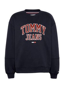 Felpa Tommy Jeans Collegiate Nero per Donna
