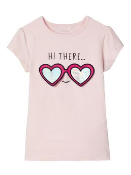 T-Shirt Name It Hapina Rosa per Bambina