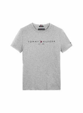 T-Shirt Tommy Hilfiger Essential Logo Grigio Bambino