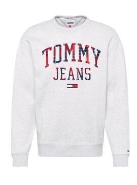 Felpa Tommy Jeans Graphic Grigio per Uomo