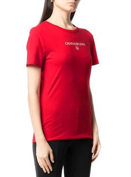 T-Shirt Calvin Klein Round Rosso per Donna