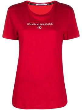 T-Shirt Calvin Klein Round Rosso per Donna