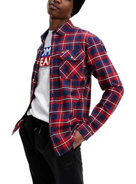 Camicia Tommy Jeans Flannel Rosso per Uomo