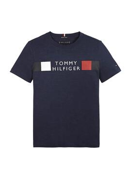 T-Shirt Tommy Hilfiger Global Blu Navy per Bambino