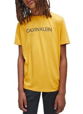T-Shirt Calvin Klein Institucional Giallo Bambino