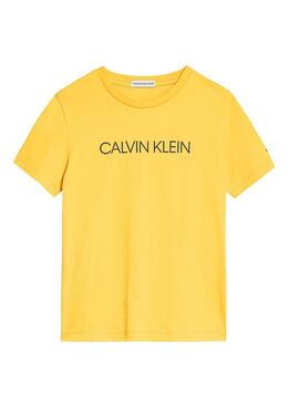 T-Shirt Calvin Klein Institucional Giallo Bambino